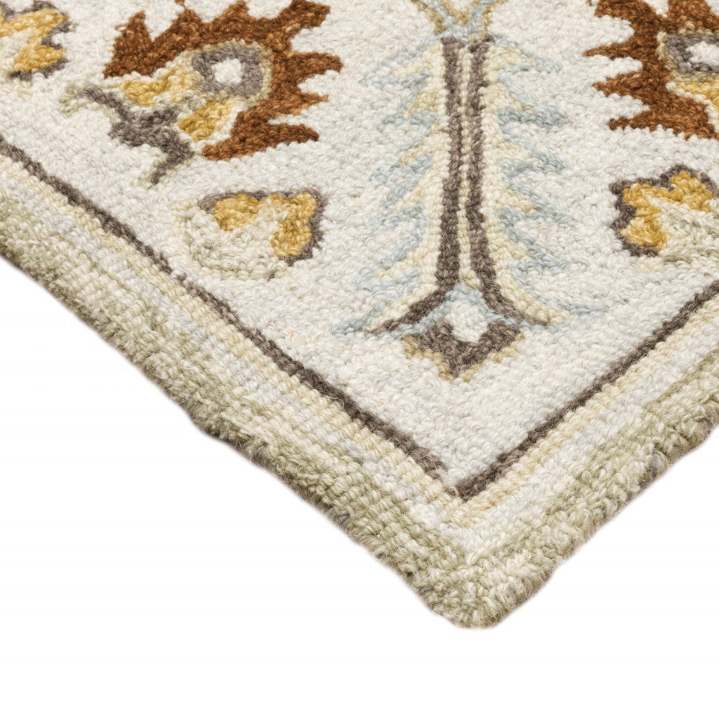 2' X 8' Ivory Beige Gold And Muted Grey Oriental Tufted Handmade Stain